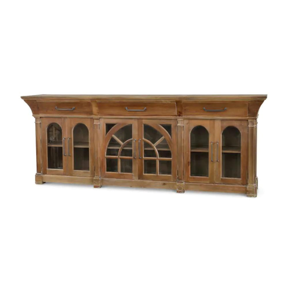 Modern Farmhouse Glass Front Solid Mahogany Wood Buffet Sideboard 110 ...