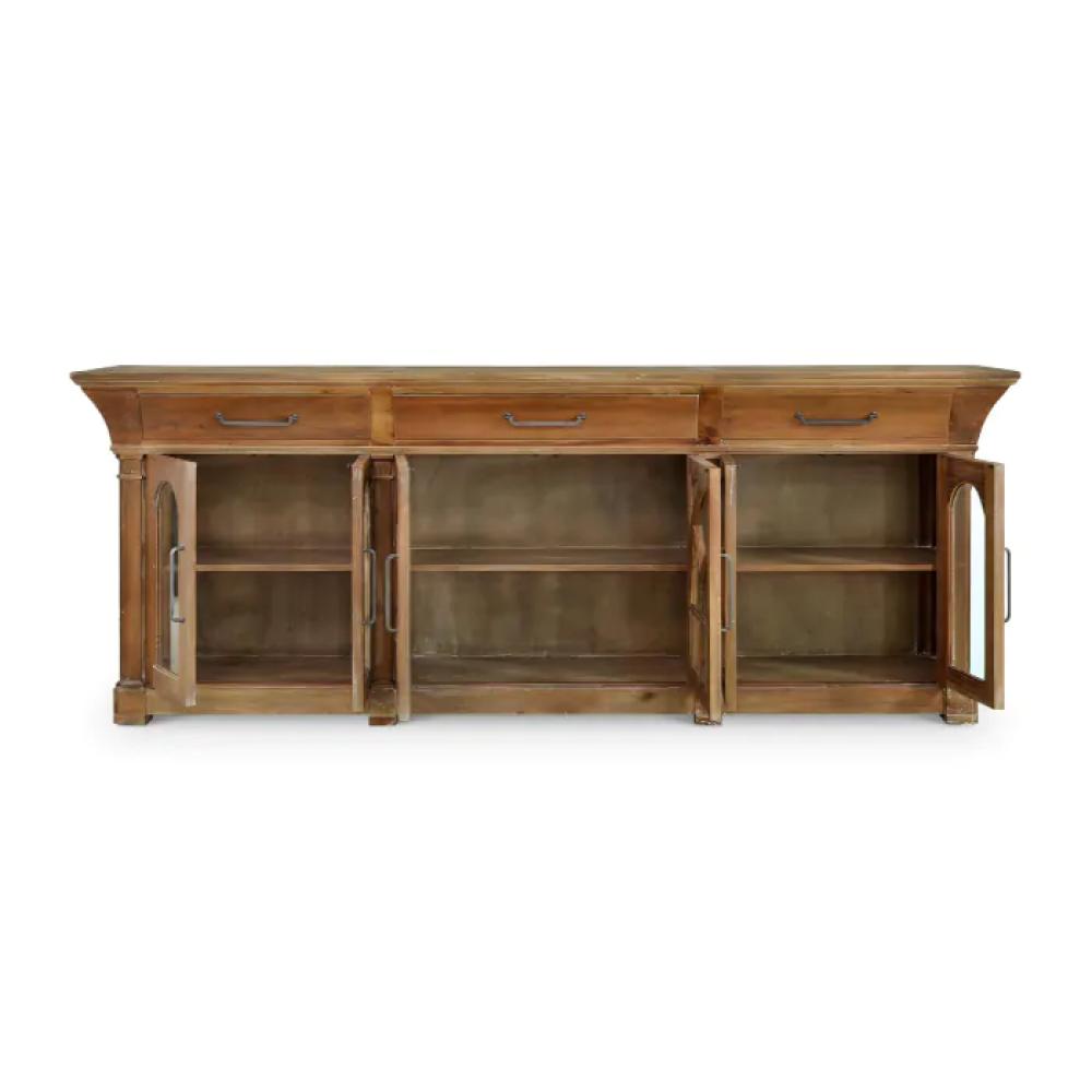 Modern Farmhouse Glass Front Solid Mahogany Wood Buffet Sideboard 110 ...