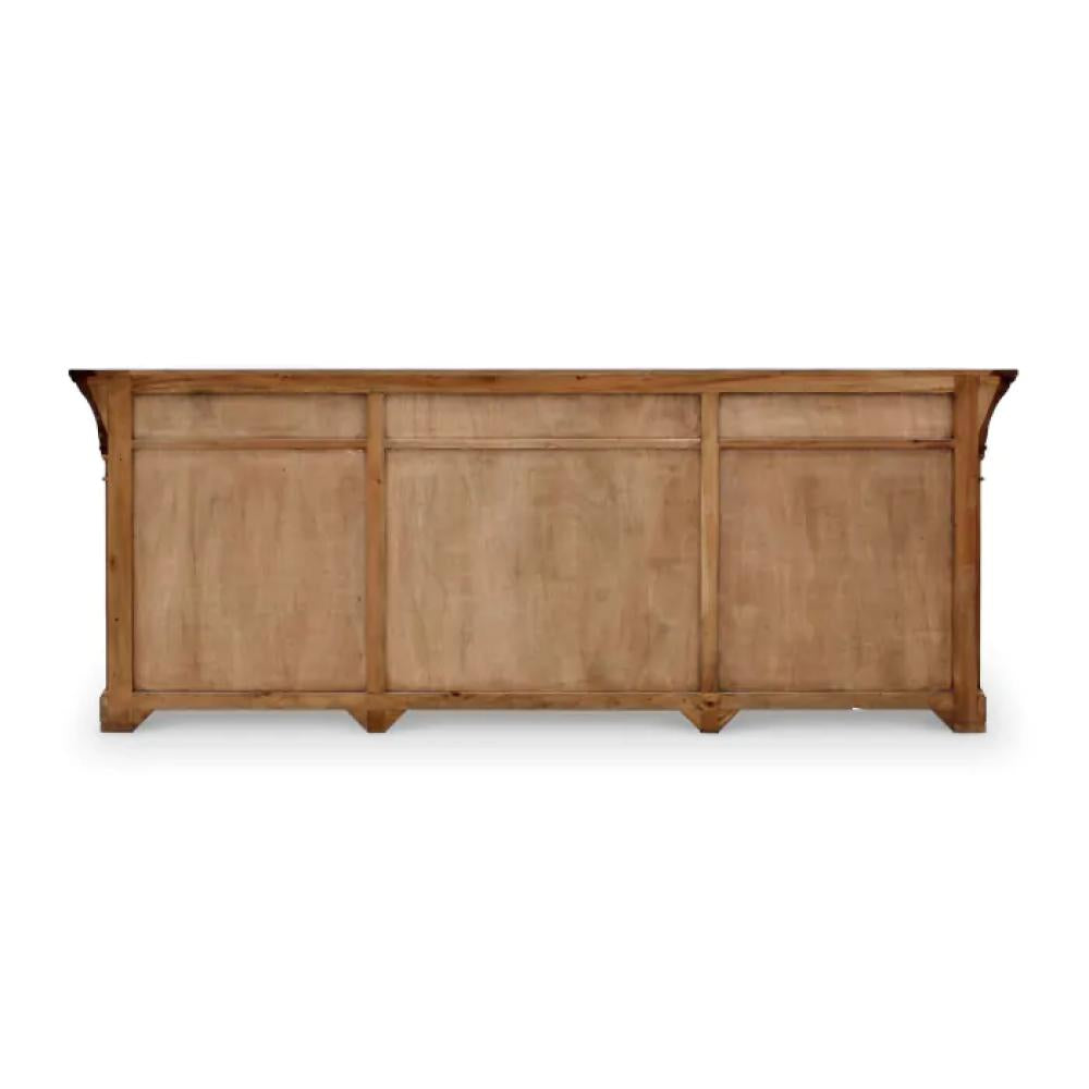 Modern Farmhouse Glass Front Solid Mahogany Wood Buffet Sideboard 110 inch