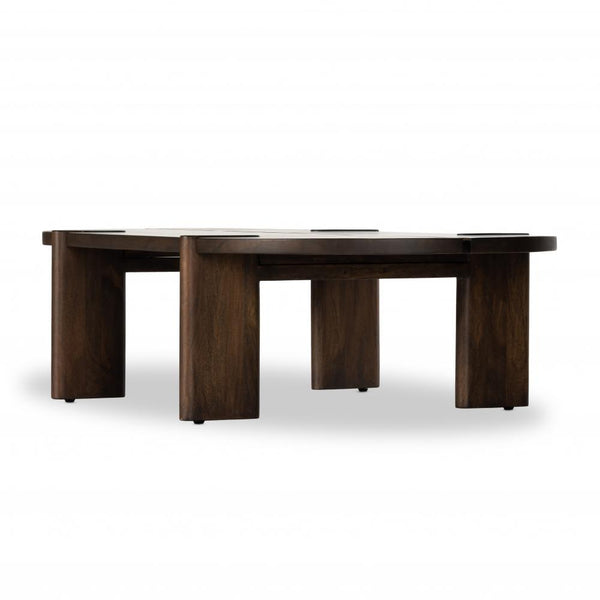 Modern Farmhouse Solid Mango Wood Oval Coffee Table Warm Brown 67 inch