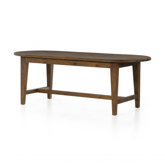 Modern Farmhouse Warm Honey Brown Solid Pine Wood Oval Dining Table 87 inch