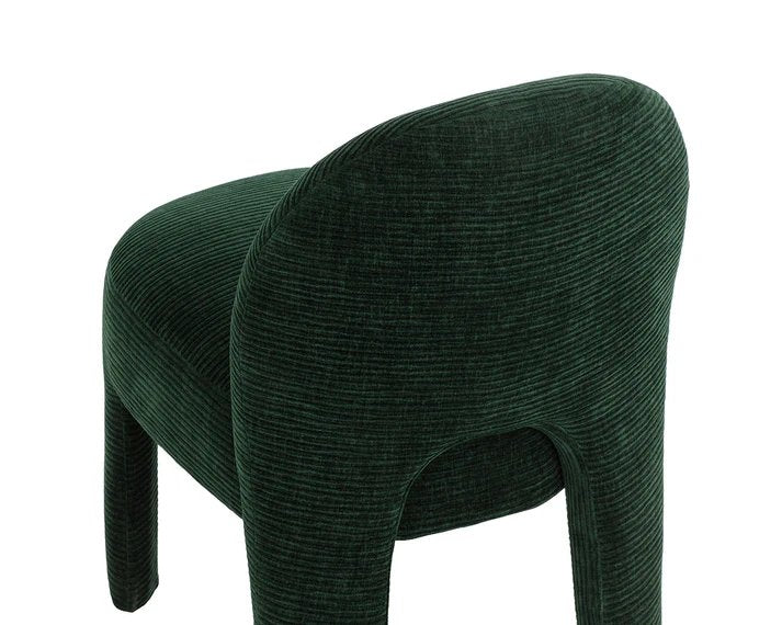 Modern Fully Upholstered Green Fabric Armless Dining Chair