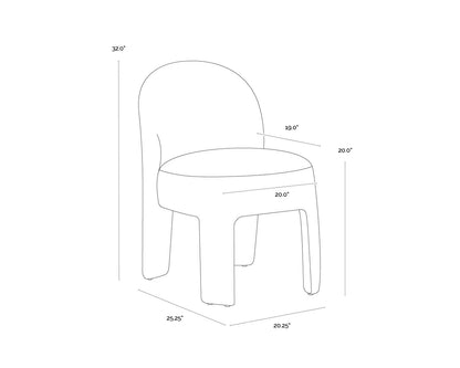 Modern Fully Upholstered Green Fabric Armless Dining Chair