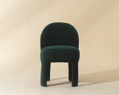 Modern Fully Upholstered Green Fabric Armless Dining Chair