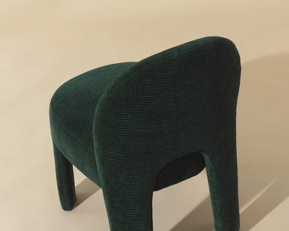 Modern Fully Upholstered Green Fabric Armless Dining Chair