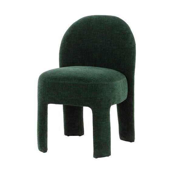 Modern Fully Upholstered Green Fabric Armless Dining Chair