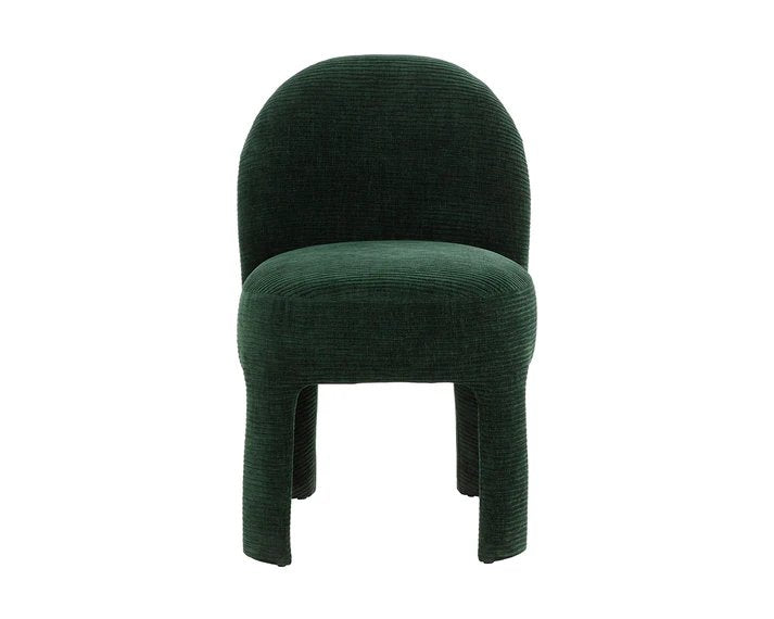 Modern Fully Upholstered Green Fabric Armless Dining Chair