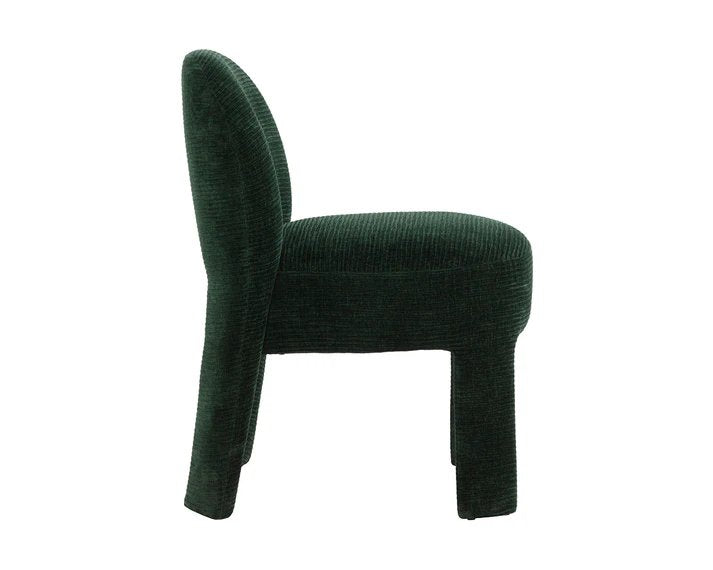 Modern Fully Upholstered Green Fabric Armless Dining Chair