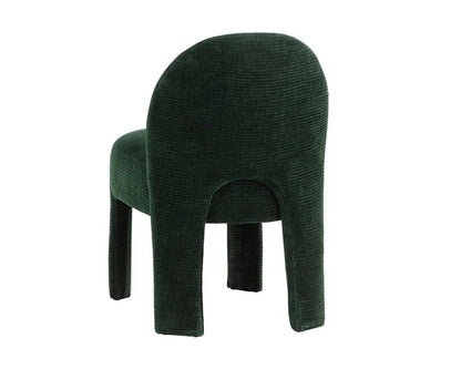 Modern Fully Upholstered Green Fabric Armless Dining Chair