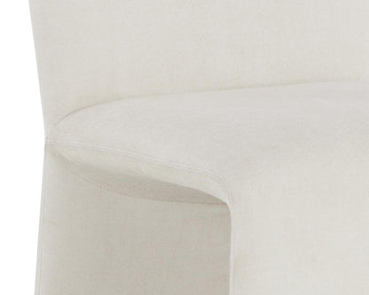 Modern Glam Ivory Fabric Armless Dining Chair Gold Accents