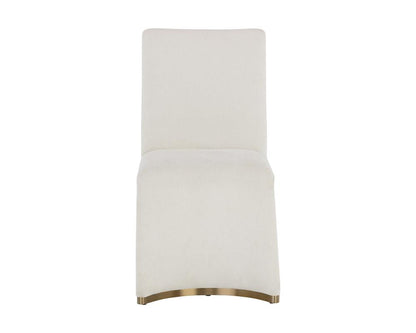 Modern Glam Ivory Fabric Armless Dining Chair Gold Accents