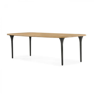 Modern Industrial Dining Table FSC Certified Solid Oak Wood with Cast Metal Legs 96 inch