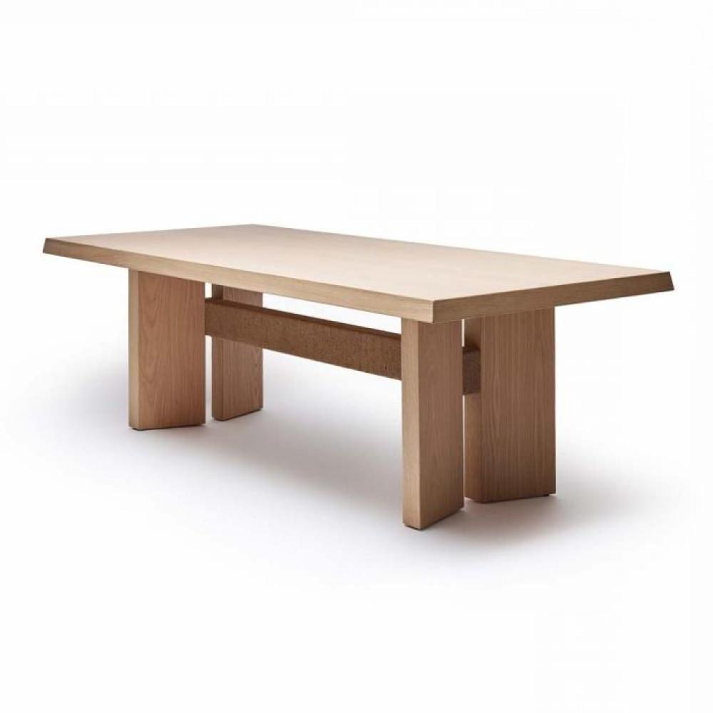 Modern Jute Wrapped Trestle Rectangle Dining Table Solid Oak Wood with Saddle Finish 94 inch