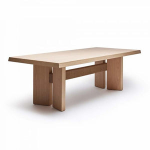 Modern Jute Wrapped Trestle Rectangle Dining Table Solid Oak Wood with Saddle Finish 94 inch