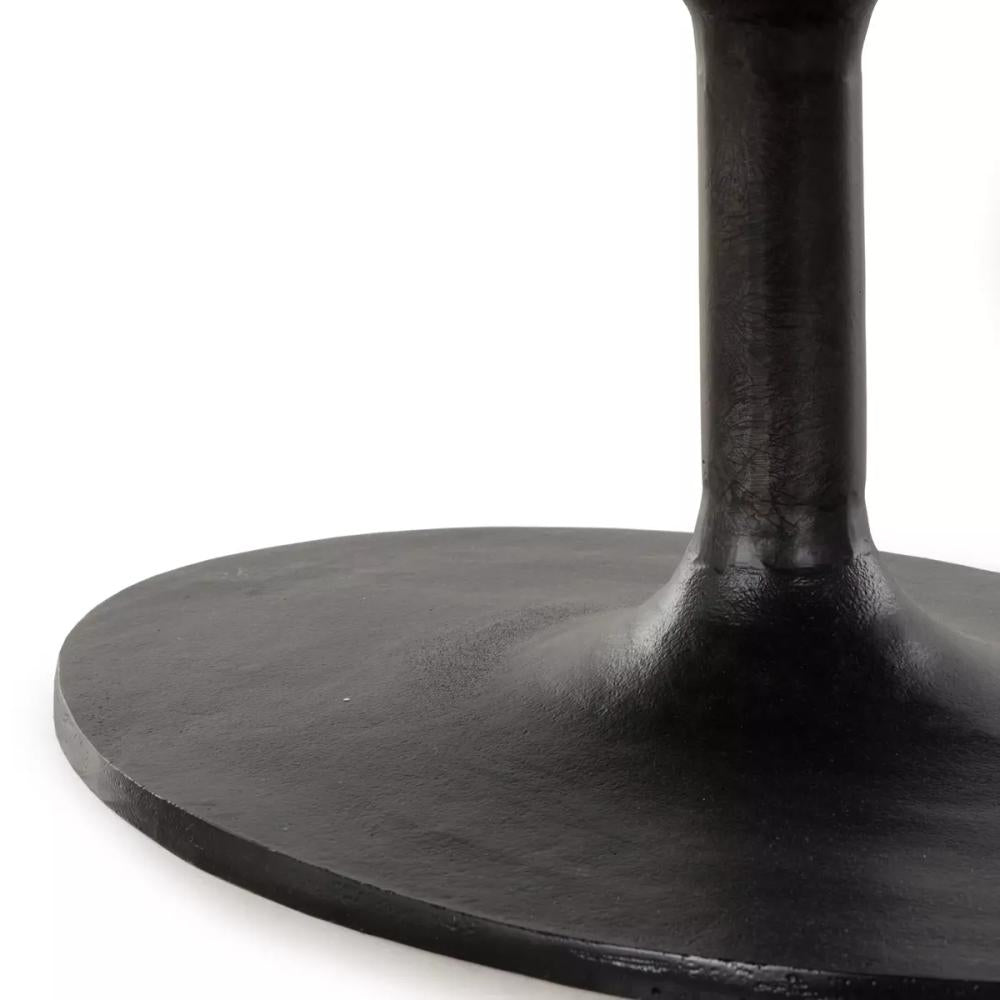 Modern Metal Oval Coffee Table Tulip Pedestal Base Raw Black 55 inch