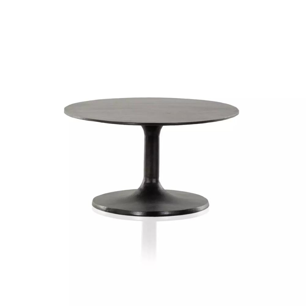 Modern Metal Oval Coffee Table Tulip Pedestal Base Raw Black 55 inch