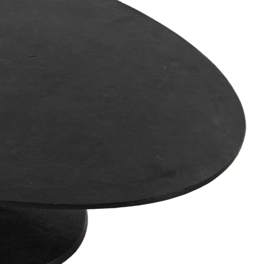 Modern Metal Oval Coffee Table Tulip Pedestal Base Raw Black 55 inch