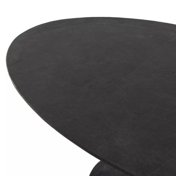 Modern Metal Oval Coffee Table Tulip Pedestal Base Raw Black 55 inch