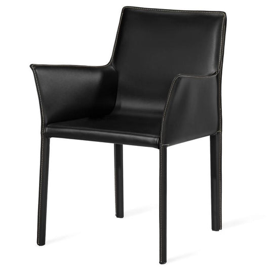 Modern Minimalist Black Leather Dining Chair Armchair