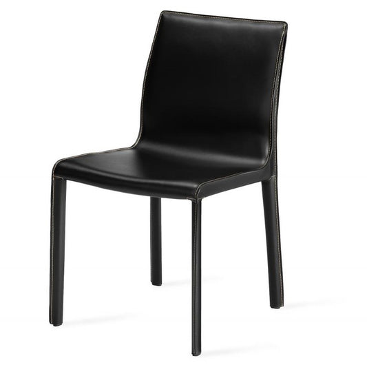 Modern Minimalist Black Leather Dining Chair (Set of 2)