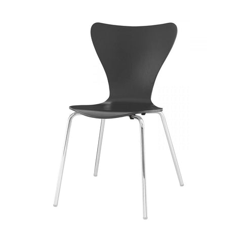 Modern Minimalist Black Scoop Back Dining Side Chair