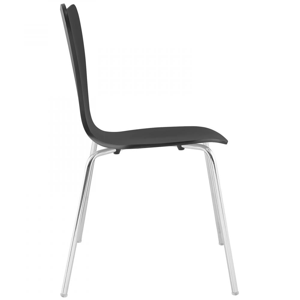 Modern Minimalist Black Scoop Back Dining Side Chair