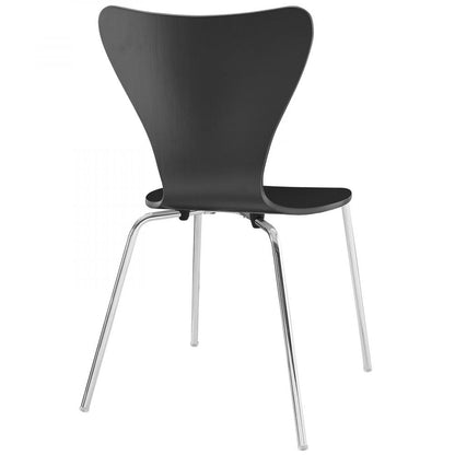 Modern Minimalist Black Scoop Back Dining Side Chair