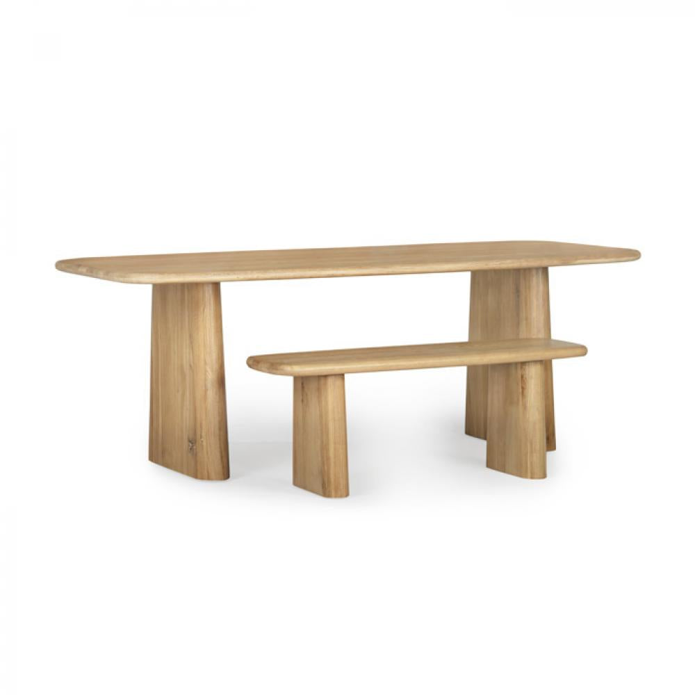 Modern Minimalist Dining Table FSC Certified Oak Wood Natural Finish 84 inch