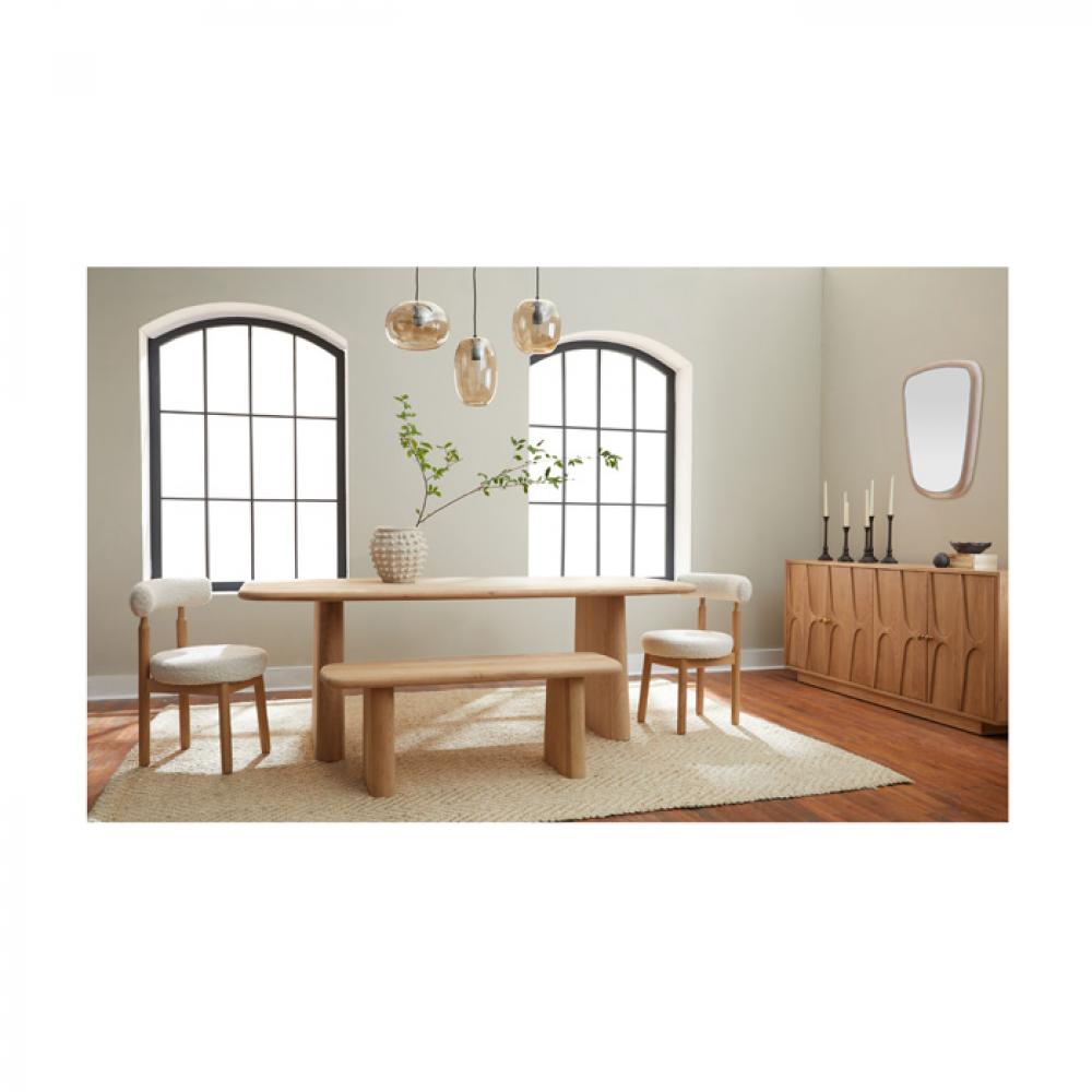 Modern Minimalist Dining Table FSC Certified Oak Wood Natural Finish 84 inch