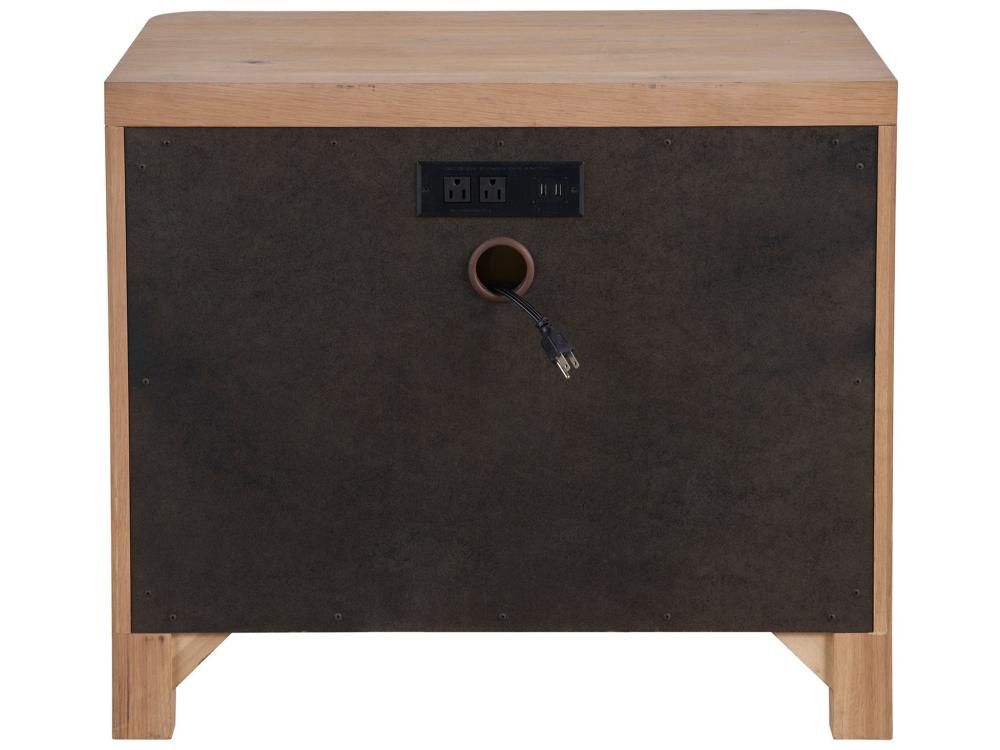 Modern Minimalist Natural Light Oak Wood 2 Drawer Nightstand 30 inch