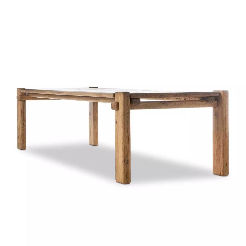 Modern Minimalist Natural Reclaimed French Oak Rectangle Dining Table 120 inch