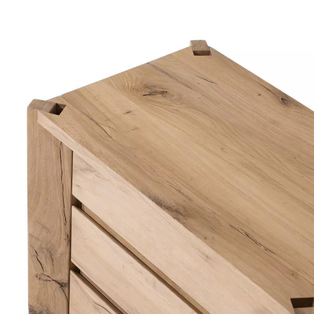 Modern Minimalist Natural Reclaimed French Oak Wood 3 Drawer Nightstand 30 inch