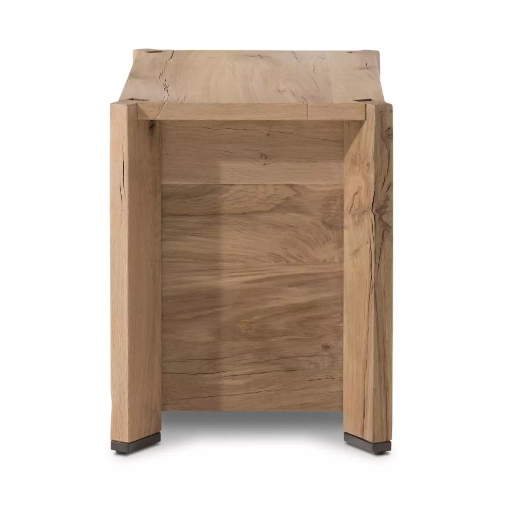 Modern Minimalist Natural Reclaimed French Oak Wood 3 Drawer Nightstand 30 inch