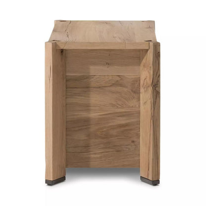 Modern Minimalist Natural Reclaimed French Oak Wood 3 Drawer Nightstand 30 inch