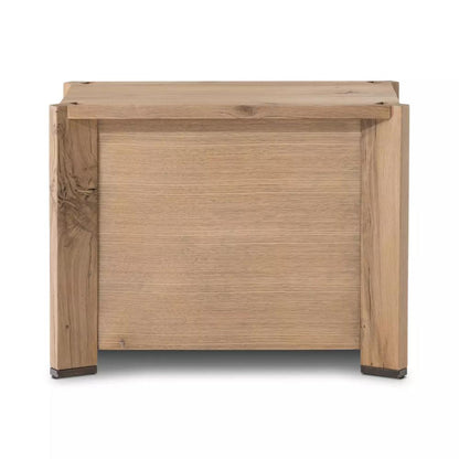 Modern Minimalist Natural Reclaimed French Oak Wood 3 Drawer Nightstand 30 inch