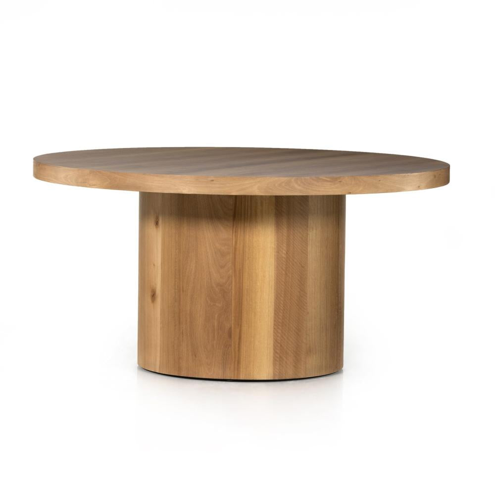 Modern Minimalist Natural Yukas Wood Round Pedestal Dining Table 60 inch