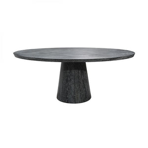 Modern Minimalist Oval Pedestal Dining Table Black Cerused Oak 86 inch