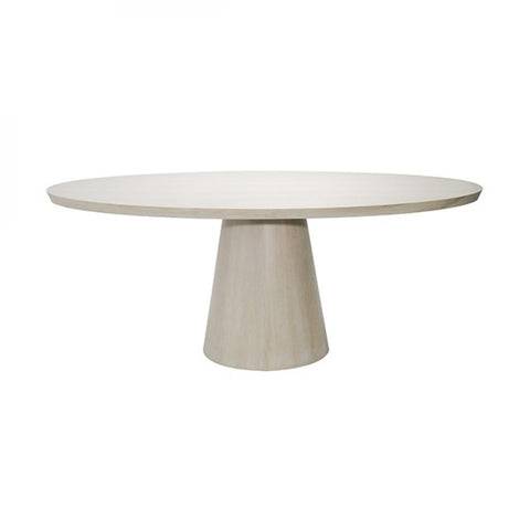 Modern Minimalist Oval Pedestal Dining Table Light Cerused Oak 86 inch