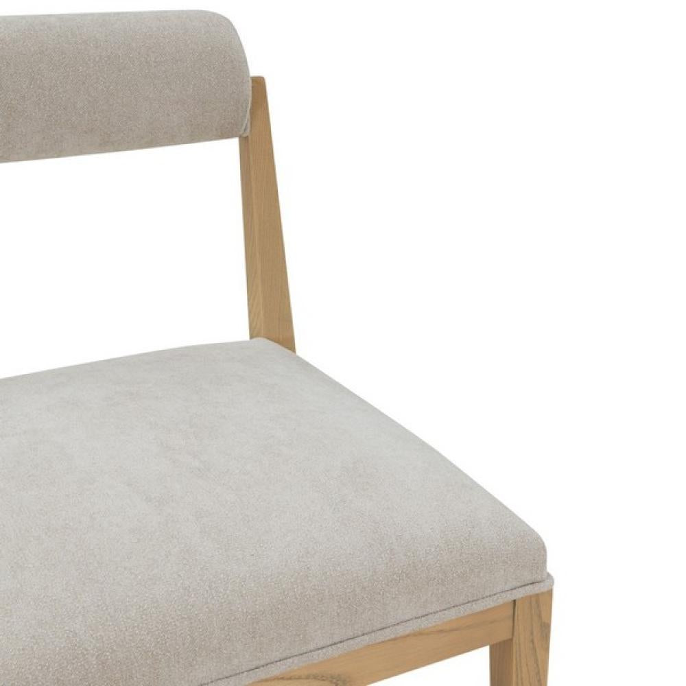 Modern Minimalist Rolled Back Dining Chair Taupe Cushion & Natural Finish Wood