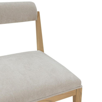 Modern Minimalist Rolled Back Dining Chair Taupe Cushion & Natural Finish Wood