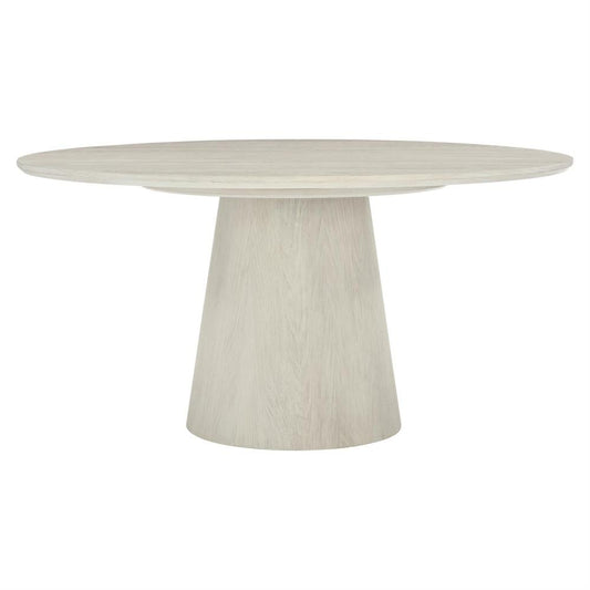Modern Minimalist Round Dining Table Sandblasted White Oak Wood 60 inch