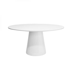 Modern Minimalist Round Pedestal Dining Table White Gloss Lacquer 59 inch