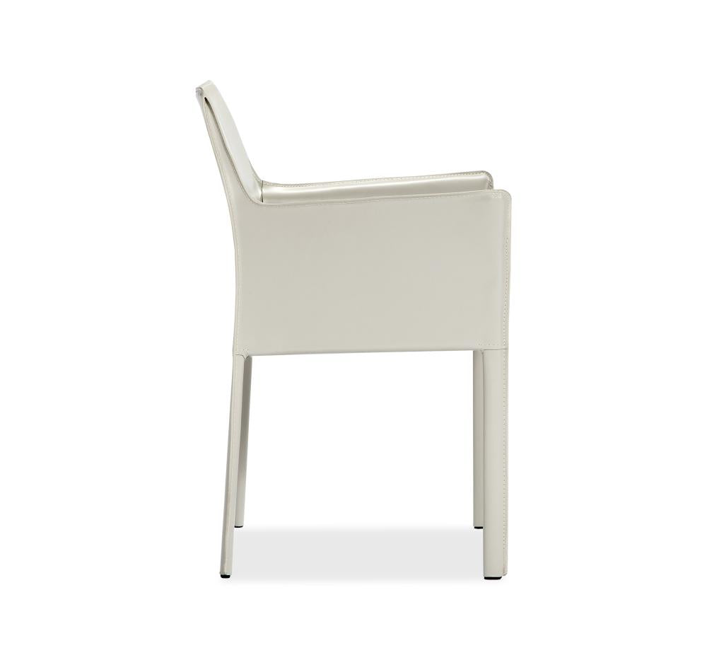 Modern Minimalist Sand Leather Dining Chair Armchair