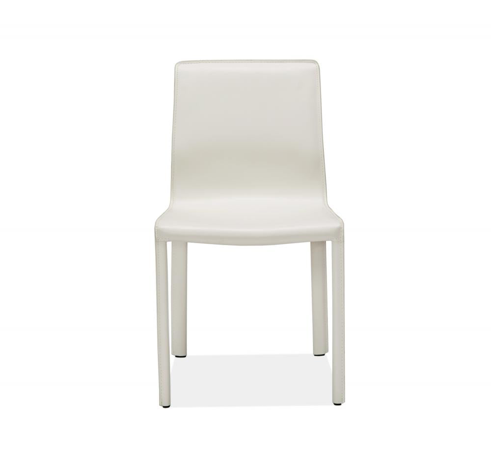 Modern Minimalist White Leather Dining Chair (Set of 2)