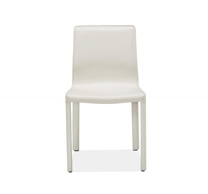 Modern Minimalist White Leather Dining Chair (Set of 2)