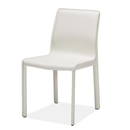 Modern Minimalist White Leather Dining Chair (Set of 2)