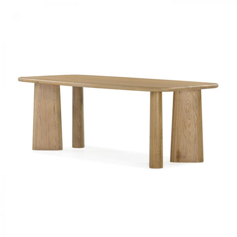 Modern Organic Angled Leg Dining Table FSC Certified Oak Wood Natural Finish 84 inch