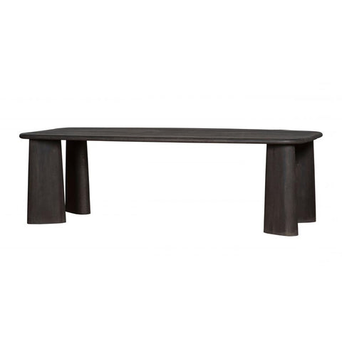 Modern Organic Angled Leg Dining Table Oak Wood Charcoal Finish 96 inch