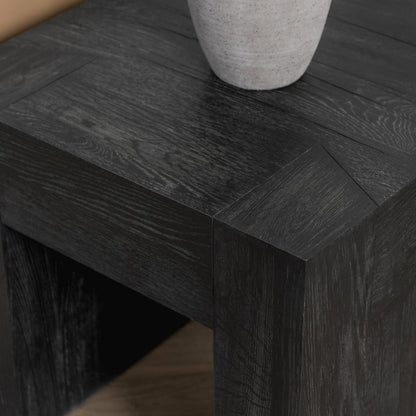 Modern Organic Chunky Reclaimed Black Oak Wood Square End Table 24 inch