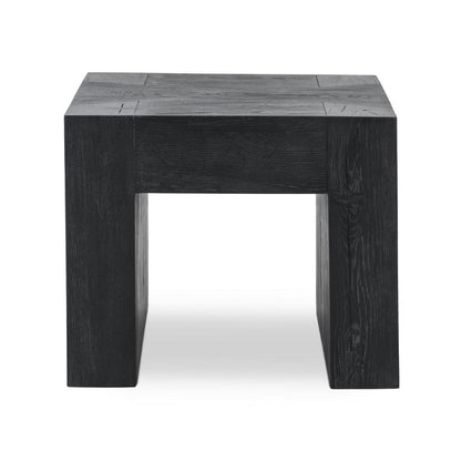 Modern Organic Chunky Reclaimed Black Oak Wood Square End Table 24 inch